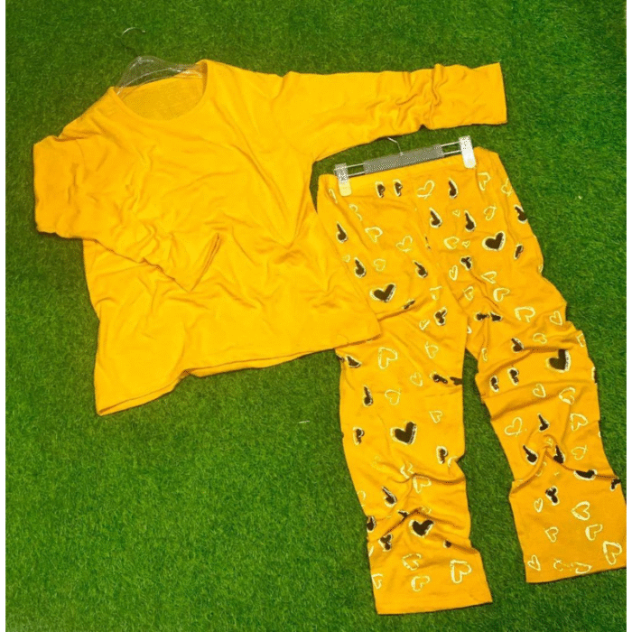 2 Pcs Women’s Stitched Plain Night Suit - Image 4