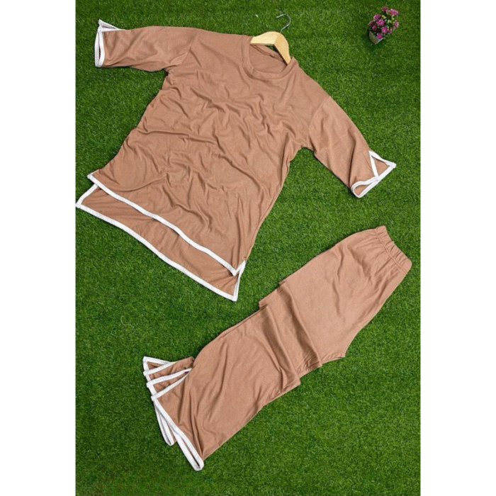 2 Pcs Women’s Stitched Cotton Jersey Co-Ord Set - Image 2
