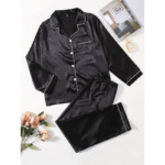 2 Pcs Women’s Stitched Silk Plain Shirt & Trouser - Image 4