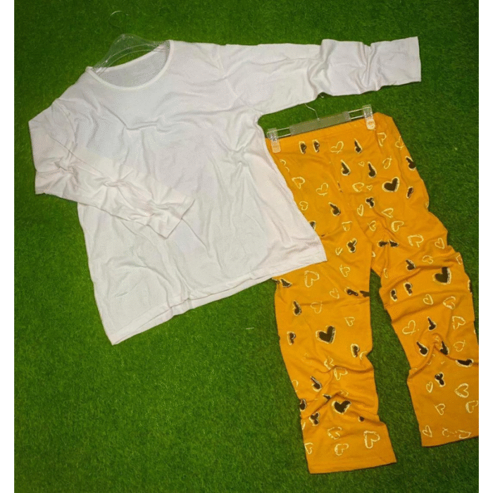 2 Pcs Women’s Stitched Plain Night Suit - Image 3