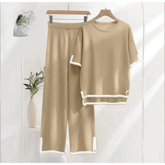 2 Pcs Women’s Stitched Cotton Jersey Co-Ord Set - Image 1