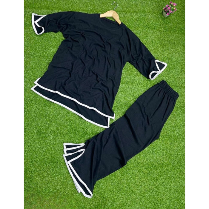 2 Pcs Women’s Stitched Cotton Jersey Co-Ord Set - Image 3