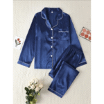2 Pcs Women’s Stitched Silk Plain Shirt & Trouser - Image 3