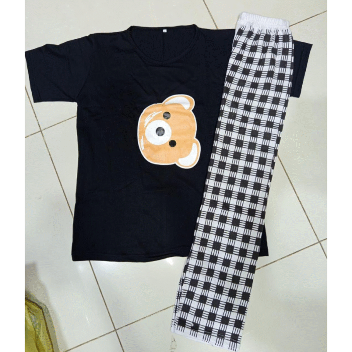 Comfortable Printed Jersey Night Suit Set – 2 Pcs - Image 2