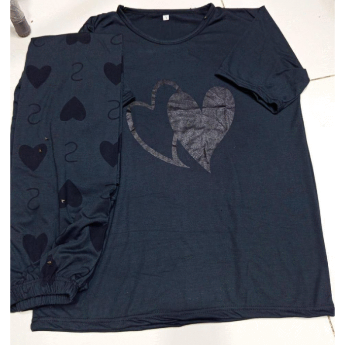 2 Pcs Women’s Stitched Cotton Jersey Printed Night Suit - Image 2
