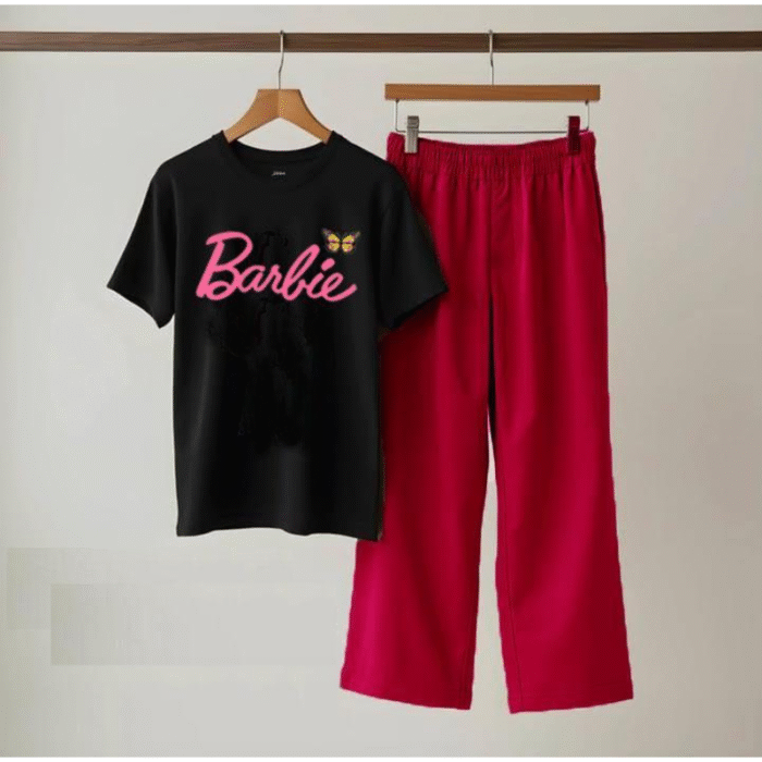 2 Pcs Women’s Stitched Cotton Jersey Printed Night Suit - Image 1
