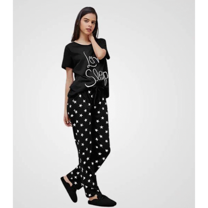 2 Pcs Women’s Stitched Printed Night Suit - Image 1