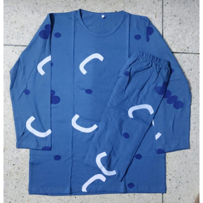 2 Pcs Women’s Stitched Cotton Jersey Printed Night Suit - Image 2