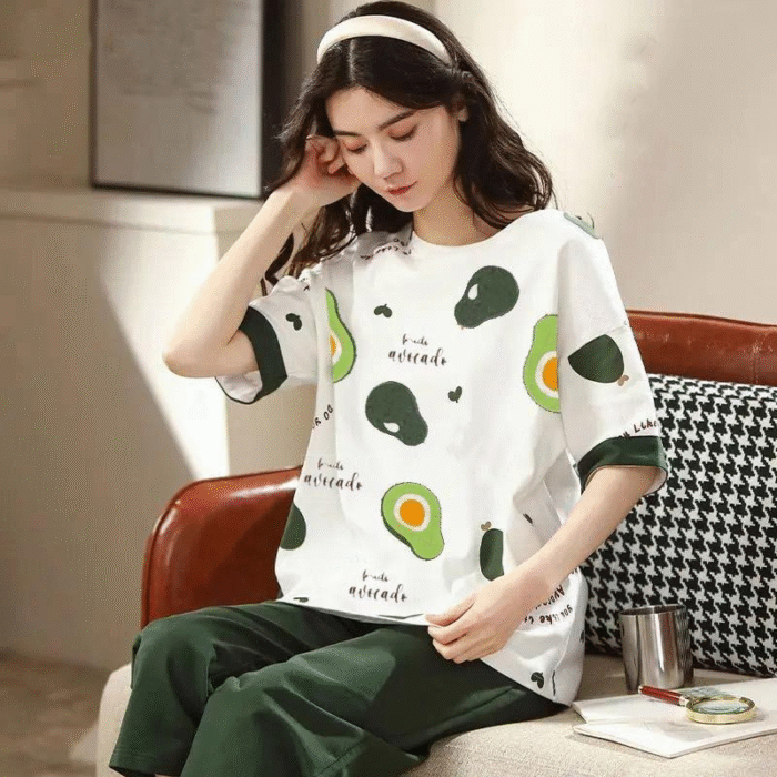 2 Pcs Women’s Stitched Printed Night Suit - Image 1
