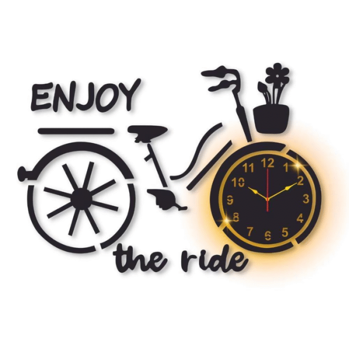 Bicycle Design Laminated Wall Clock With Backlight - Image 2