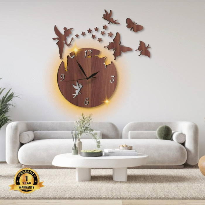 Fairy Design Laminated Wall Clock with Backlight - Image 1