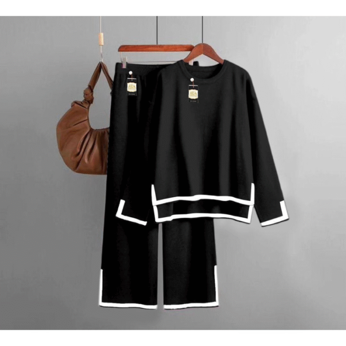 2 Pcs Women’s Stitched Plain Cotton Jersey Night Suit - Image 1