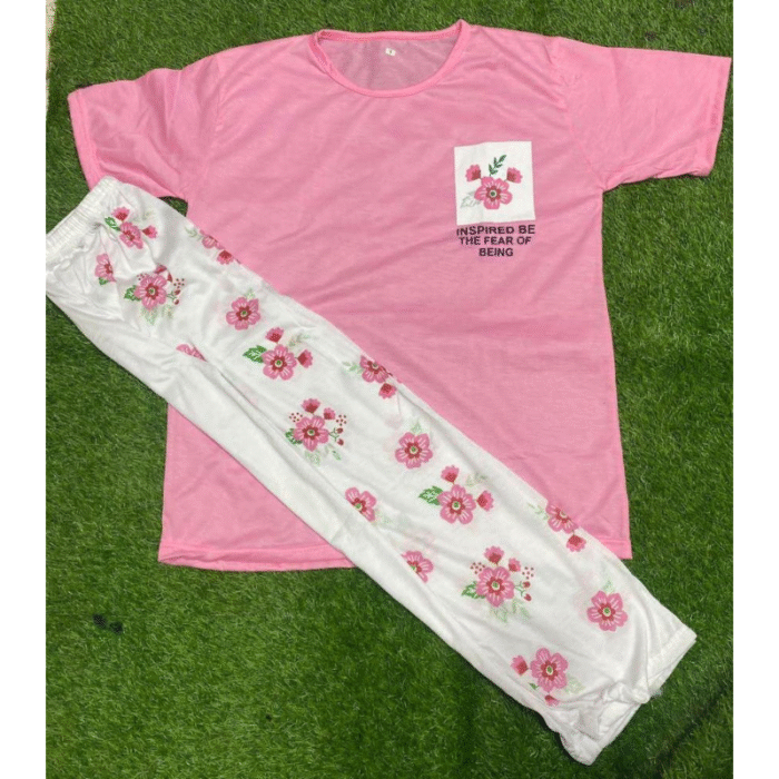 Women’s Stitched Cotton Jersey Printed Night Suit – 2 Pcs - Image 2