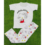 2 Pcs Women’s Stitched Printed Cotton Jersey Night Suit - Image 2