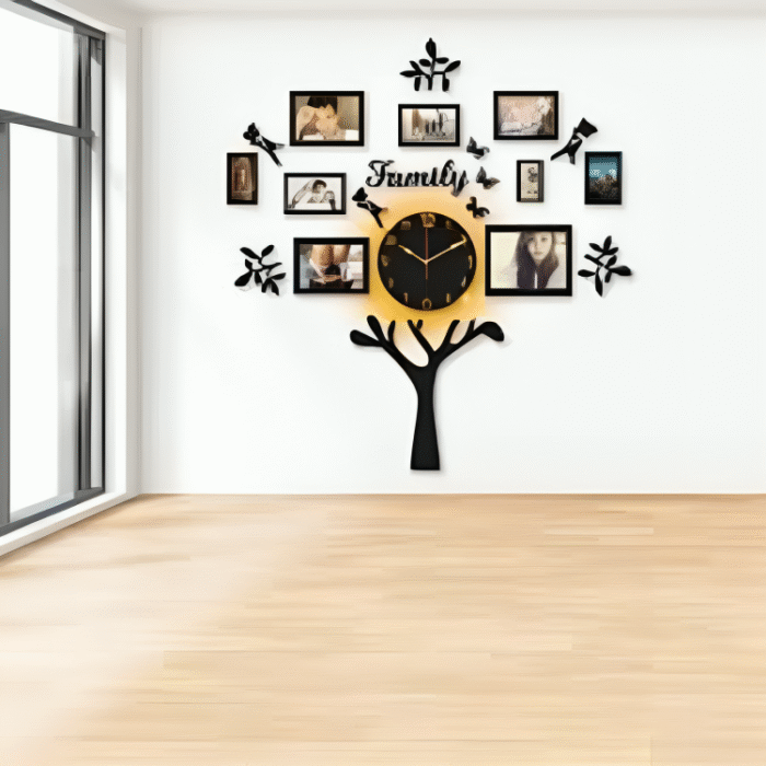 Beautiful Family Tree Laminated Wall Clock With Backlight - Image 1