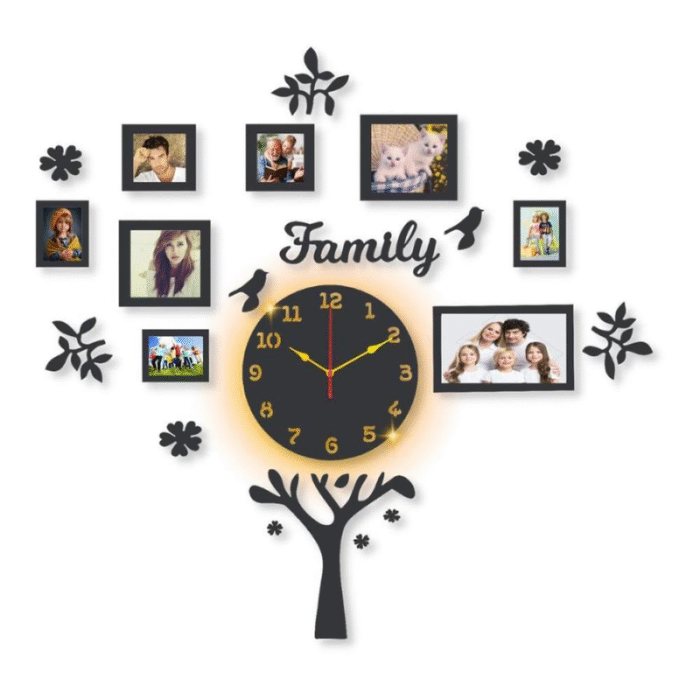 Beautiful Family Tree Laminated Wall Clock With Backlight - Image 2