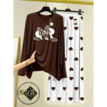 2 Pcs Women's Stitched Printed Night Suit