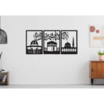 Kalma Calligraphy Arabic Wall Decor – 3 Pcs Black MDF Wood Art - Image 2