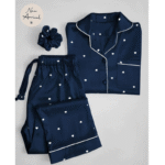 2 Pcs Women’s Stitched Silk Plain Night Suit