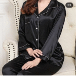 2 Pcs Women’s Stitched Plain Night Suit – Silk Fabric