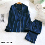 2 Pcs Women’s Stitched Plain Night Suit – Premium Silk Nightwear