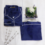 2 Pcs Women’s Stitched Plain Night Suit – Premium Silk Nightwear - Image 3