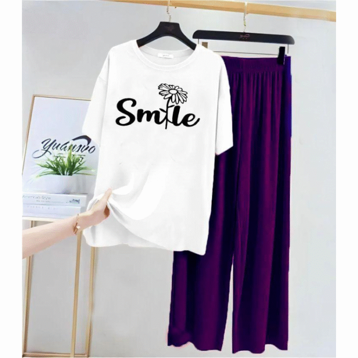 Comfortable Printed Jersey Night Suit Set – 2 Pcs (Shirt + Trouser) - Image 1