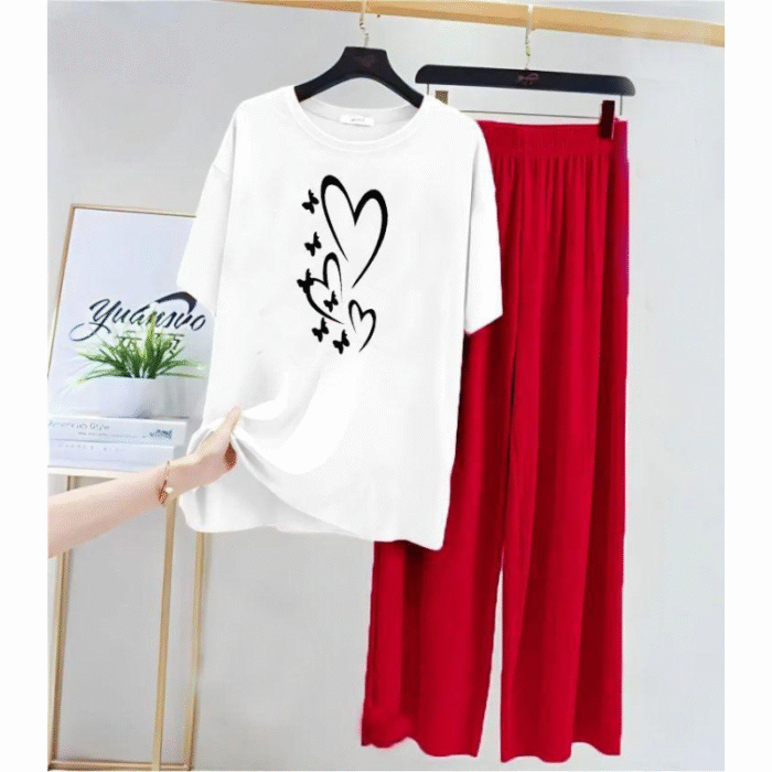 Comfortable Printed Jersey Night Suit Set – 2 Pcs - Image 1