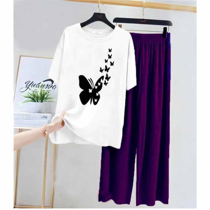 Comfortable Printed Jersey Night Suit Set – 2 Pcs - Image 1