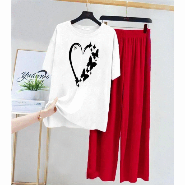 Comfortable Printed Jersey Night Suit Set – 2 Pcs - Image 1
