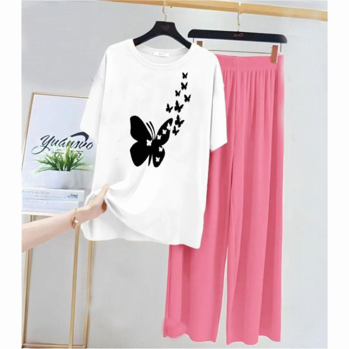 Comfortable Printed Jersey Night Suit Set – 2 Pcs - Image 1