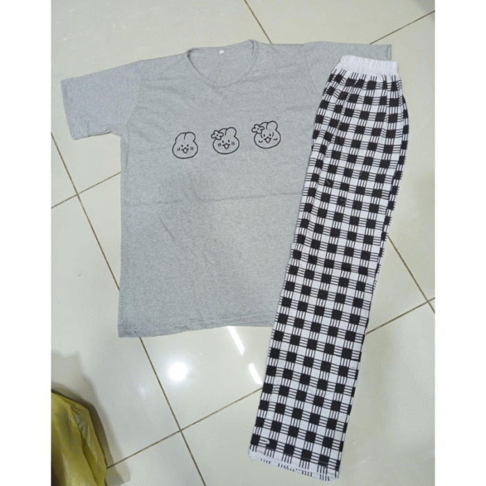 Printed Jersey Night Suit Set – 2 Pcs Shirt & Trouser - Image 2