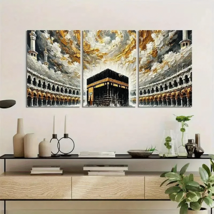 Kaaba Design Wall Frame – 3 Pcs Set - Image 1