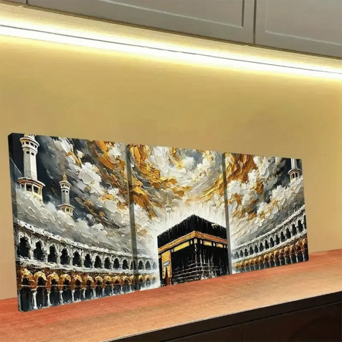 Kaaba Design Wall Frame – 3 Pcs Set - Image 3