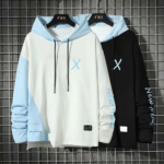 Men’s Hip-Hop Urban Fusion: Contrasting Color Stitching Hoodie - Image 3